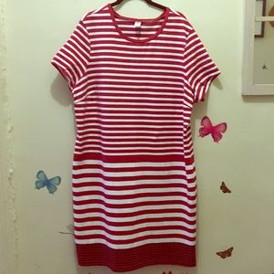 Fitted Striped Crew Neck Tee Dress